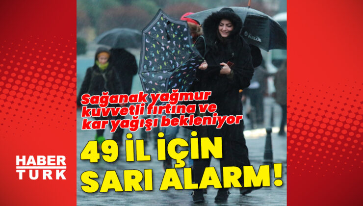 Meteoroloji’den 49 İle Sarı Kodlu Uyarı: Fırtına, Sağanak Yağmur ve Kar Yağışı Geliyor!