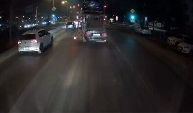 Bolu’da Oto Kurtarıcıdan Düşen Otomobil: O Anlar TIR Kamerasına Yansıdı!