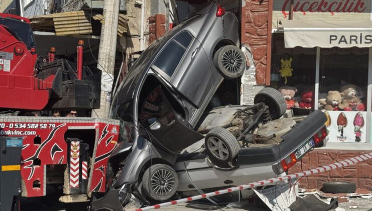 İzmir Konak’ta Freni Boşalan Vinç Facia Yarattı: İki Otomobil ve İş Yerinde Hasar