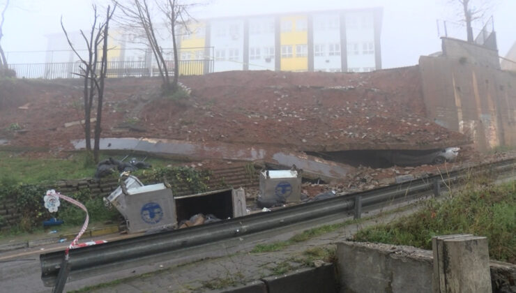Maltepe’de Ortaokul İstinat Duvarı Çöktü: Park Halindeki Araç Hasar Gördü, Okul Tatil Edildi