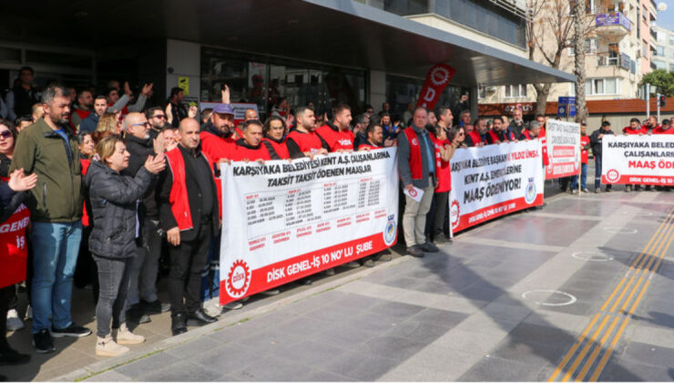 İzmir Karşıyaka’da İşçilerden Maaş Eylemi: ‘Taksit Taksit Maaş İstemiyoruz!’