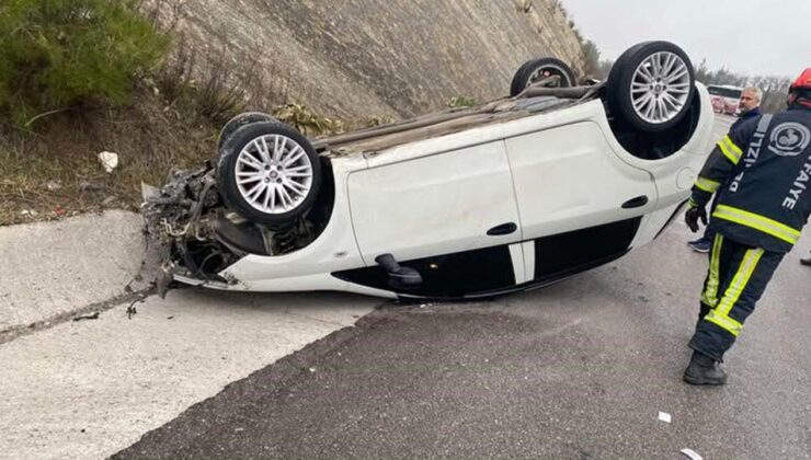 Denizli-Manisa Karayolu’nda Yağmur Kazası: Takla Atan Araçtan Sürücü Yara Almadan Kurtuldu