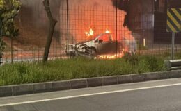 Çerkezköy-Kapaklı Yolunda Korkunç Kaza: Otomobil Alev Aldı, Can Kaybı Yaşanmadı