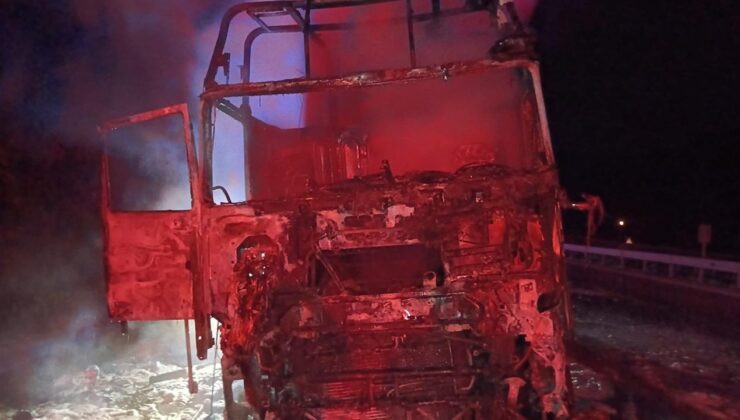 Samsun-Ankara Yolunda Tır Yangını: Ahşap Yüklü Tır Kullanılamaz Hale Geldi